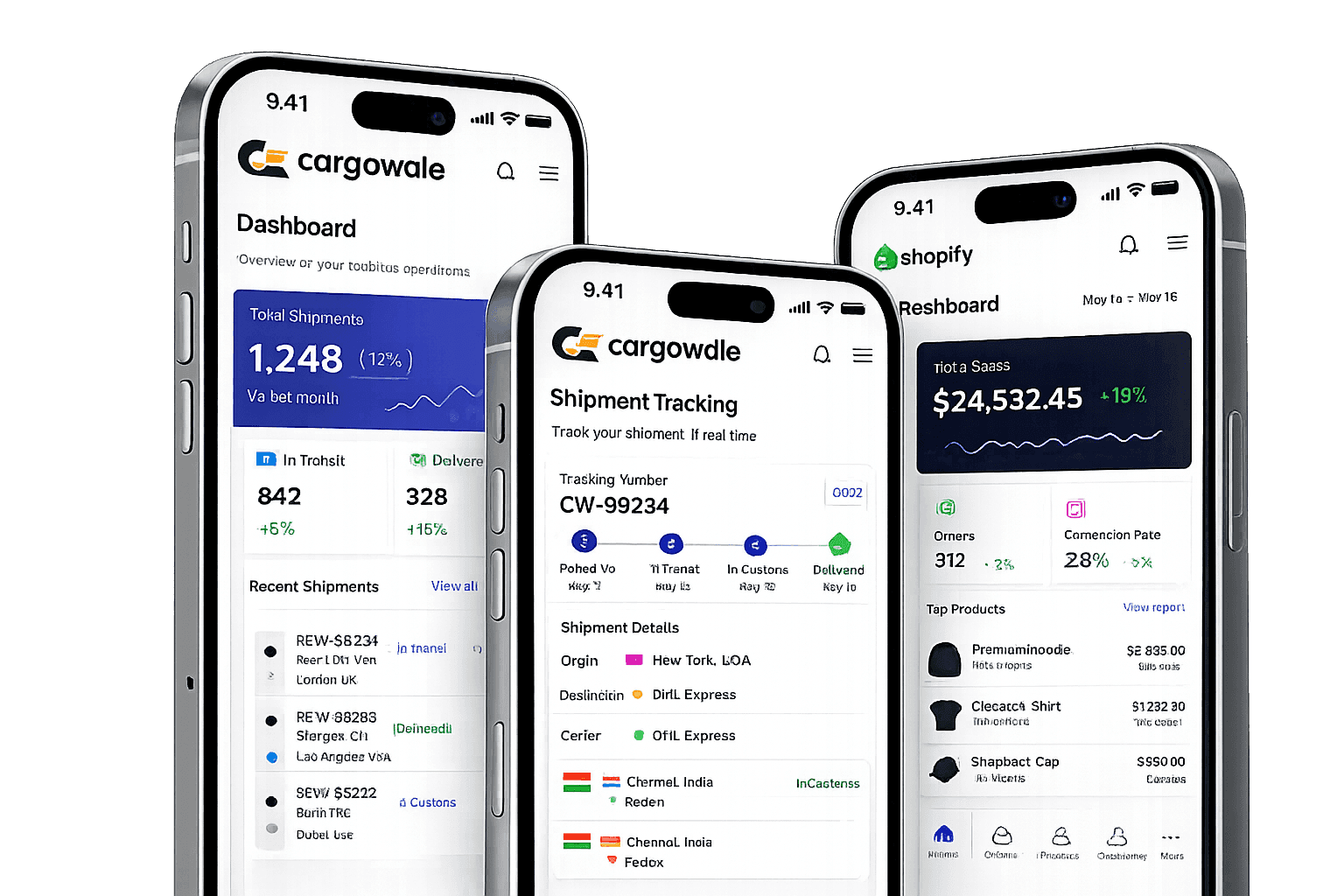 Cargowale shipment tracking app mockup